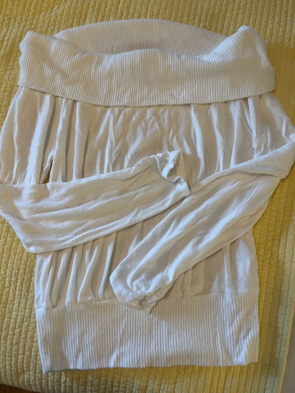 by & by Cream Ribbed Knit Top